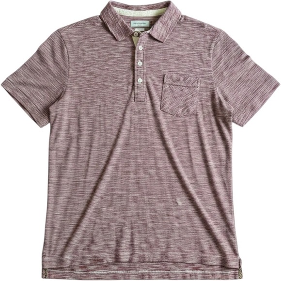 Billy Reid Other - Billy Reid Men's Striped Polo Shirt Red White Short Sleeve Size L Pocket Knit